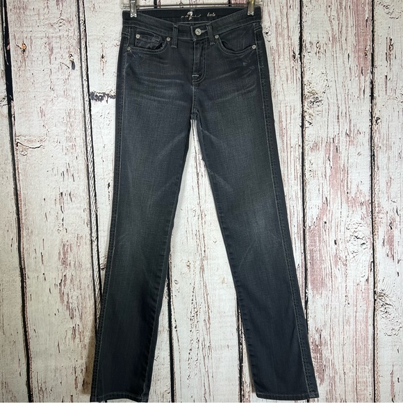 7 For All Mankind Kate Grey Rainbow Stitching Slim Denim Jeans Size 14 - Picture 2 of 16